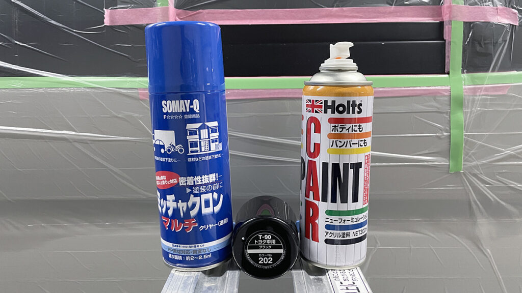 小窓枠塗装プライマーと艶あり黒